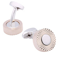 Textured Rose Gold and Silver Round Cufflinks Classic & Modern Cufflinks Clinks Australia