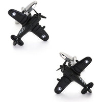 CAC Boomerang Fighter Airplane Cufflinks in Black Novelty Cufflinks Clinks Australia CAC Boomerang Fighter Airplane Cufflinks in Black
