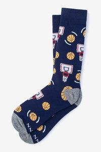Basketball Nothing But Net Navy Blue Mens Sock Socks Alynn