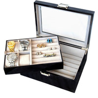 50 Pair Cufflink and Watch Box Double Decker Black Cufflink Boxes Clinks