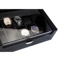 Black Wooden Watch Box for 10 Watches Watch Boxes Clinks