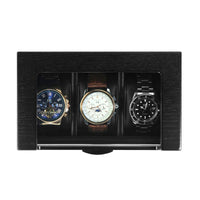 3 Slots Black Wooden Watch Box Watch Boxes Clinks