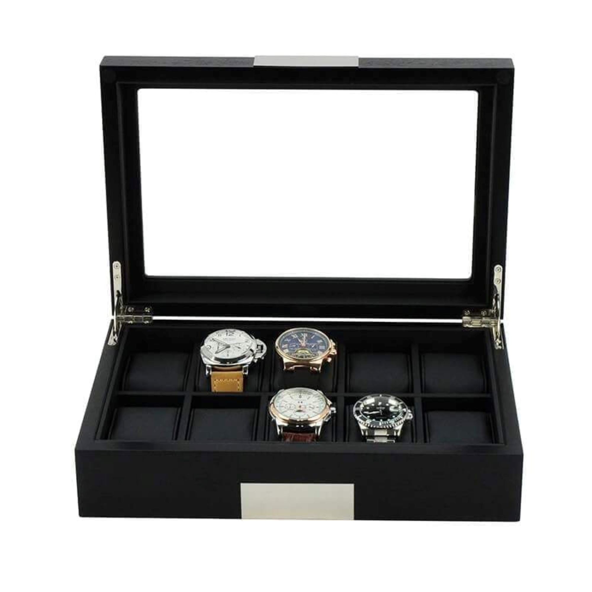 10 Slots Black Wooden Watch Box Watch Boxes Clinks 