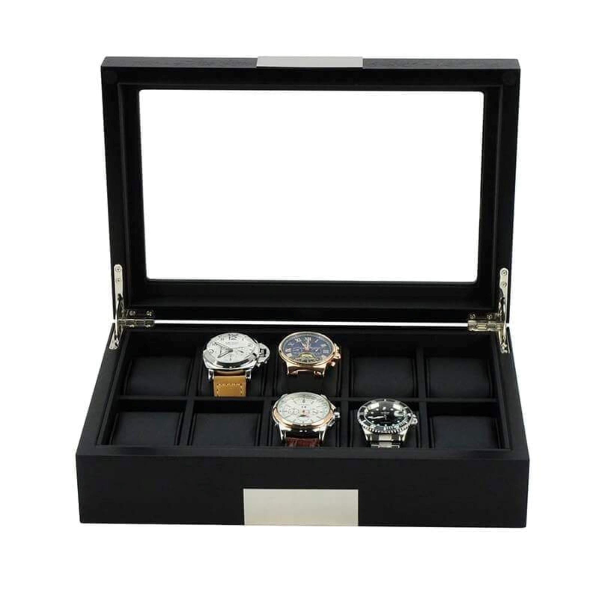 10 Slots Black Wooden Watch Box Watch Boxes Clinks