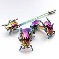 Shiny Multicolour Beetle Cufflinks and Stick Pin Set Gift Set Clinks