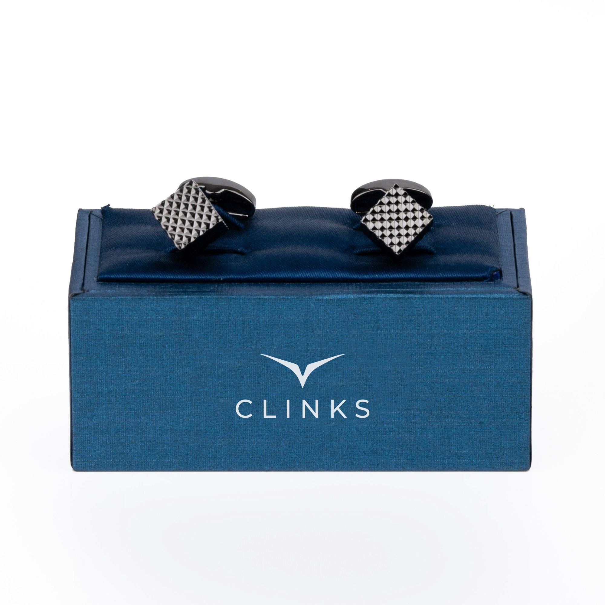 Gunmetal Diamond Textured Cube Cufflinks Classic & Modern Cufflinks Clinks Australia