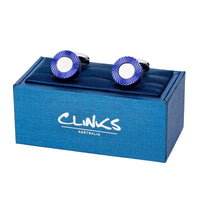 Metallic Purple and Silver Textured Round Cufflinks Classic & Modern Cufflinks Clinks Australia