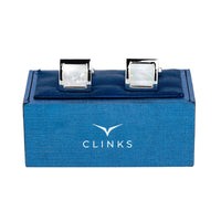 Mother of Pearl in Silver Square Cufflinks Classic & Modern Cufflinks Clinks Australia