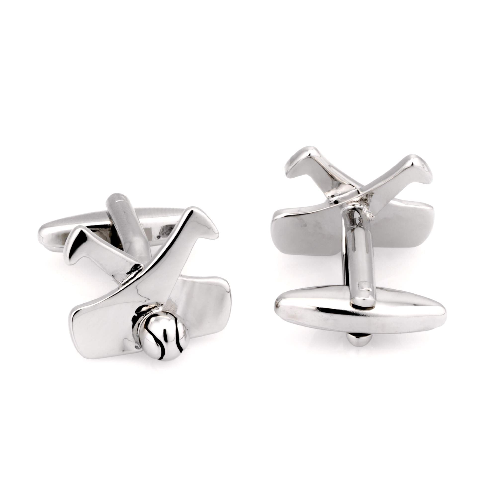 Hockey Sticks and Ball Silver Cufflinks Novelty Cufflinks Clinks Australia