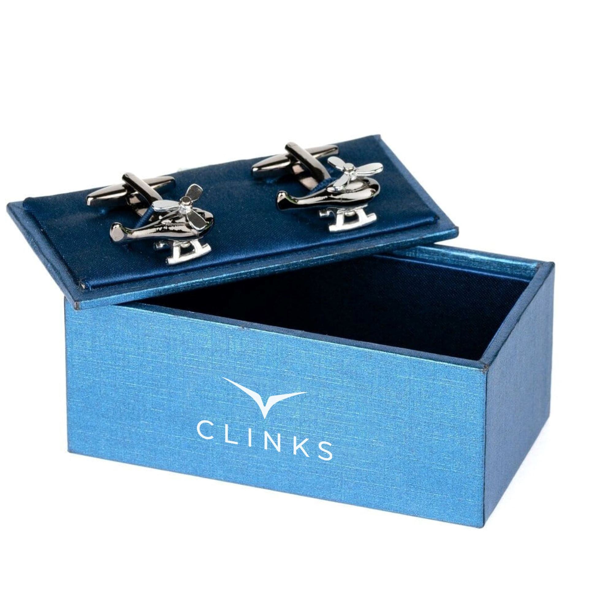 Gunmetal and Silver Helicopter Cufflinks Novelty Cufflinks Clinks Australia