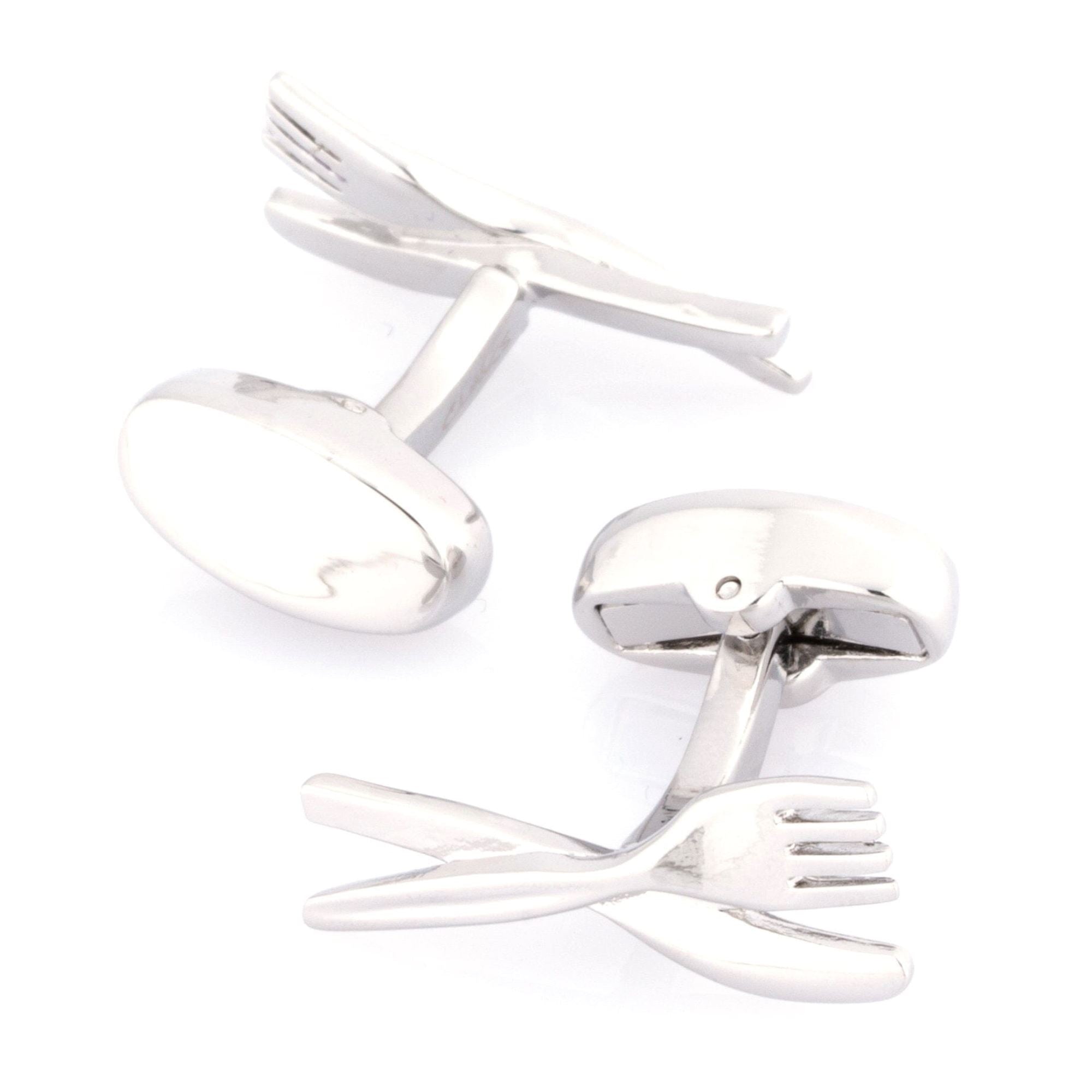 Knife and Fork Cufflinks Silver Novelty Cufflinks Clinks Australia Knife and Fork Cufflinks Silver 