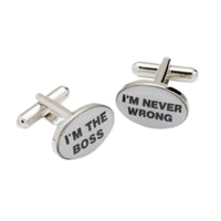 I'm the Boss, I'm never Wrong Cufflinks Novelty Cufflinks Clinks Australia I'm the Boss, I'm never Wrong Cufflinks