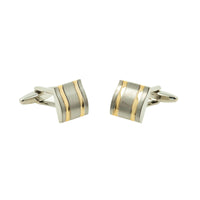 Curved Silver With Gold Accents Cufflinks Classic & Modern Cufflinks Clinks
