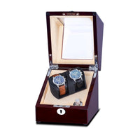 Lindeman Mahogany Watch Winder Box for 2 Watches (Single Rotor) Watch Winder Boxes Clinks