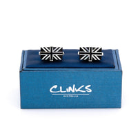 Union Jack - Flag of United Kingdom Cufflinks - Onyx & Mother of Pearl Novelty Cufflinks Clinks Australia