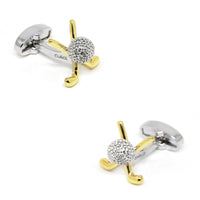 Silver and Gold Golf Club and Ball Cufflinks Novelty Cufflinks Clinks Australia