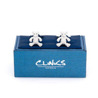 Silver Textured Teddy Bear Cufflinks Novelty Cufflinks Clinks Australia