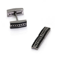 Black Gunmetal and Crystal Fold Flat Cufflinks Classic & Modern Cufflinks Clinks Australia Black, Gunmetal and Crystal Fold Flat Cufflinks