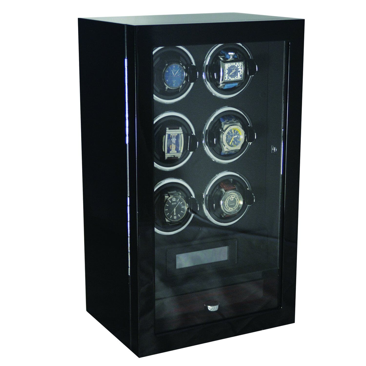 Yarra Watch Winder for 6 Watches + Drawer with Fingerprint Lock Watch Winder Boxes Clinks