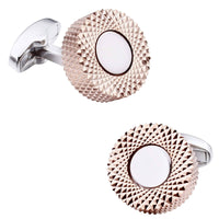 Textured Rose Gold and Silver Round Cufflinks Classic & Modern Cufflinks Clinks Australia Default