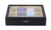 Carbon Fibre Leather Tie Box for 12 Storage Boxes Clinks