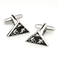 Triathlon Cufflinks Black Silver Novelty Cufflinks Clinks Australia Triathlon Cufflinks Black Silver