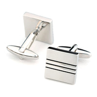 Classic Brushed Silver Black Line Cufflinks Classic & Modern Cufflinks Clinks Australia
