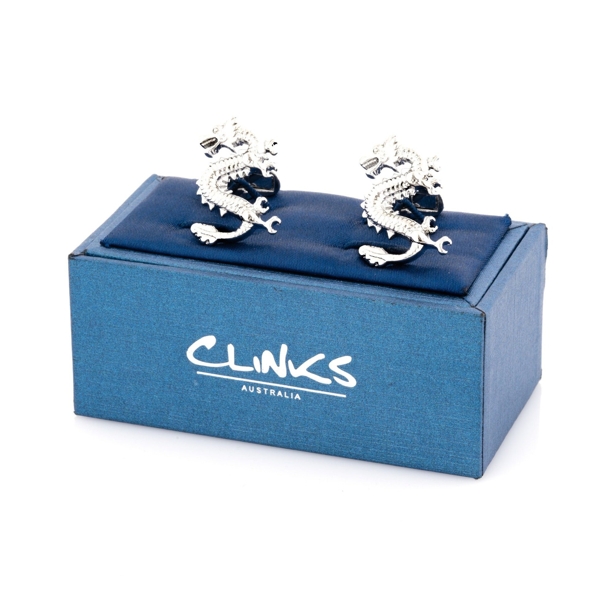 Silver Lucky Chinese Dragon Cufflinks Novelty Cufflinks Clinks Australia