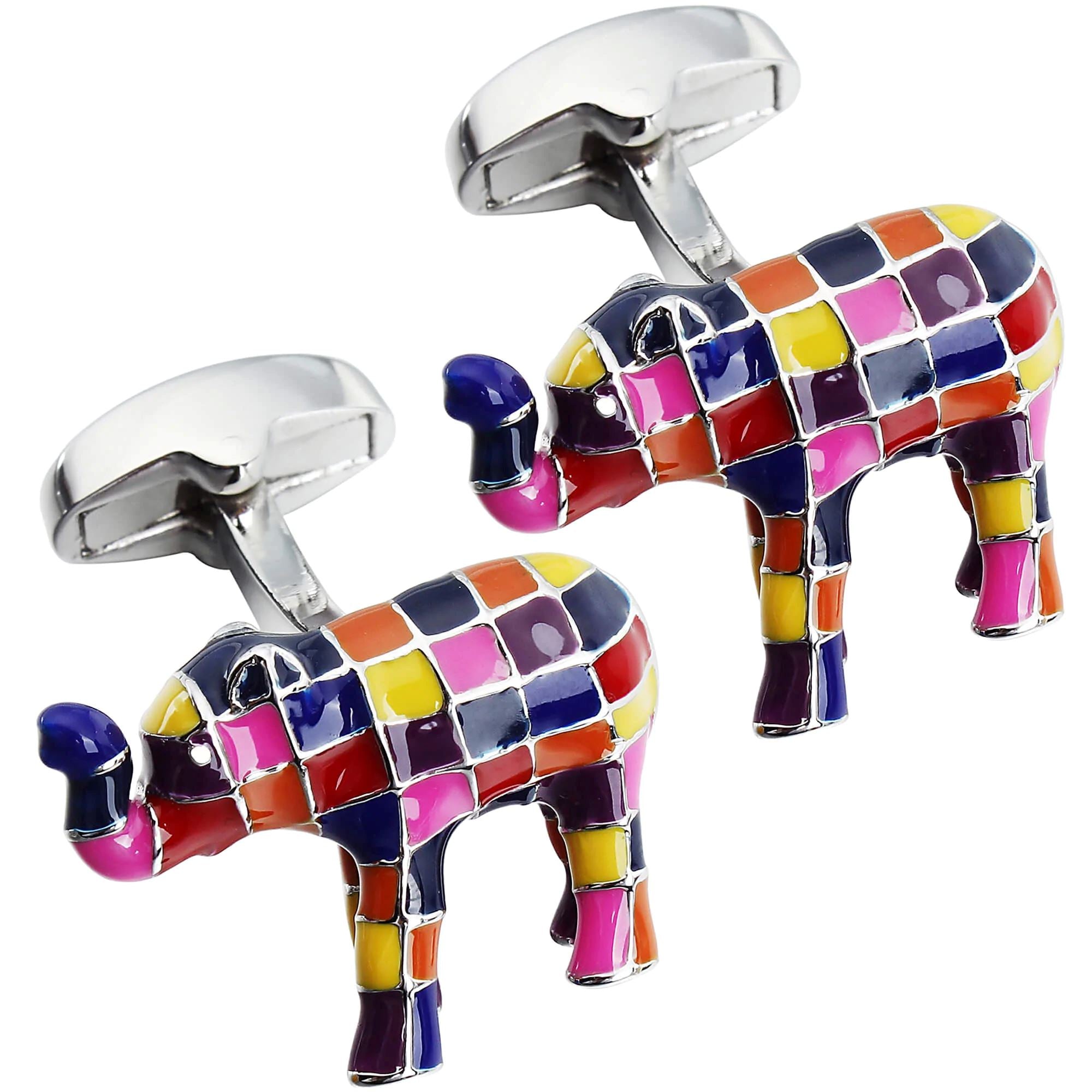 Multi Coloured Elephant Cufflinks Novelty Cufflinks Clinks Australia