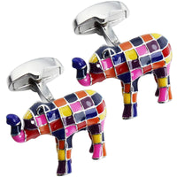 Multi Coloured Elephant Cufflinks Novelty Cufflinks Clinks Australia