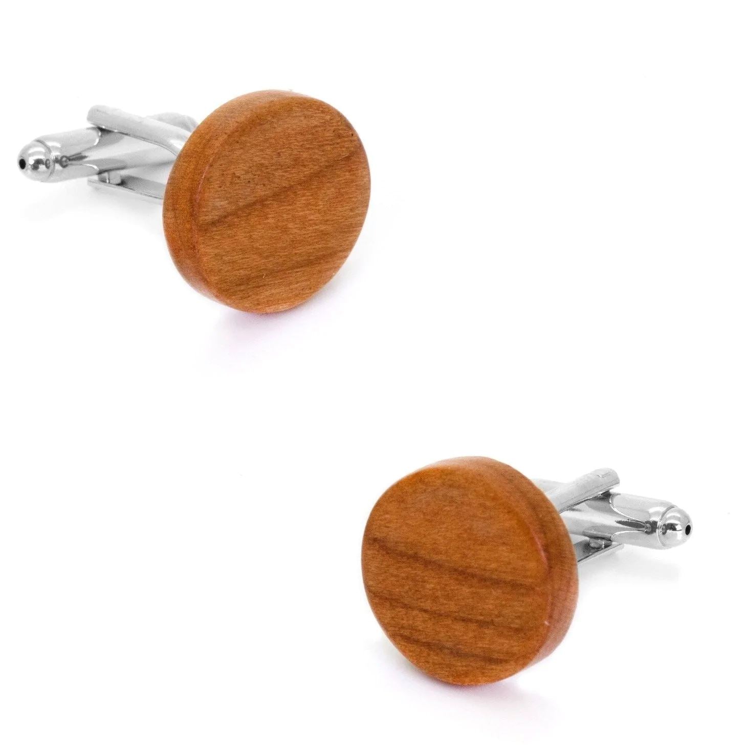 Round Light Brown Wood Cufflinks Classic & Modern Cufflinks Clinks Australia