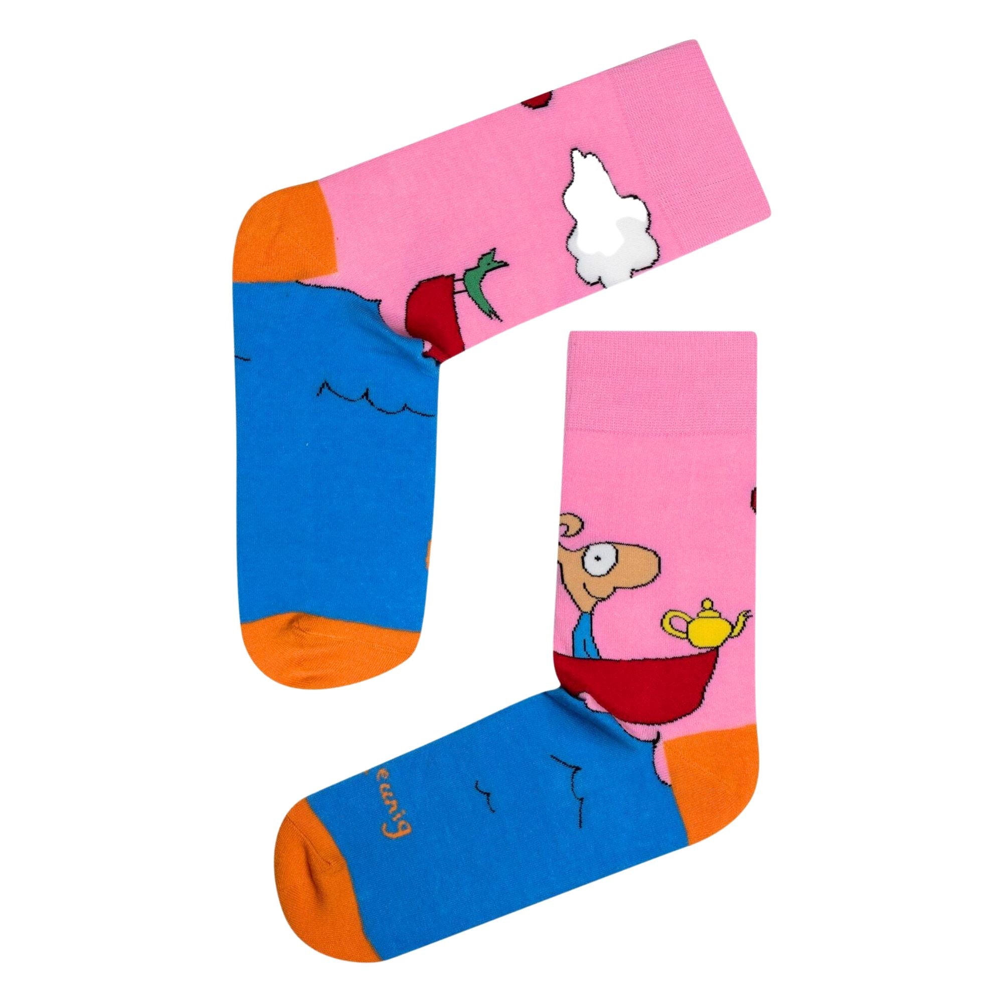 Michael Leunig Boat Pink Socks Socks Leunig for James Harper Default