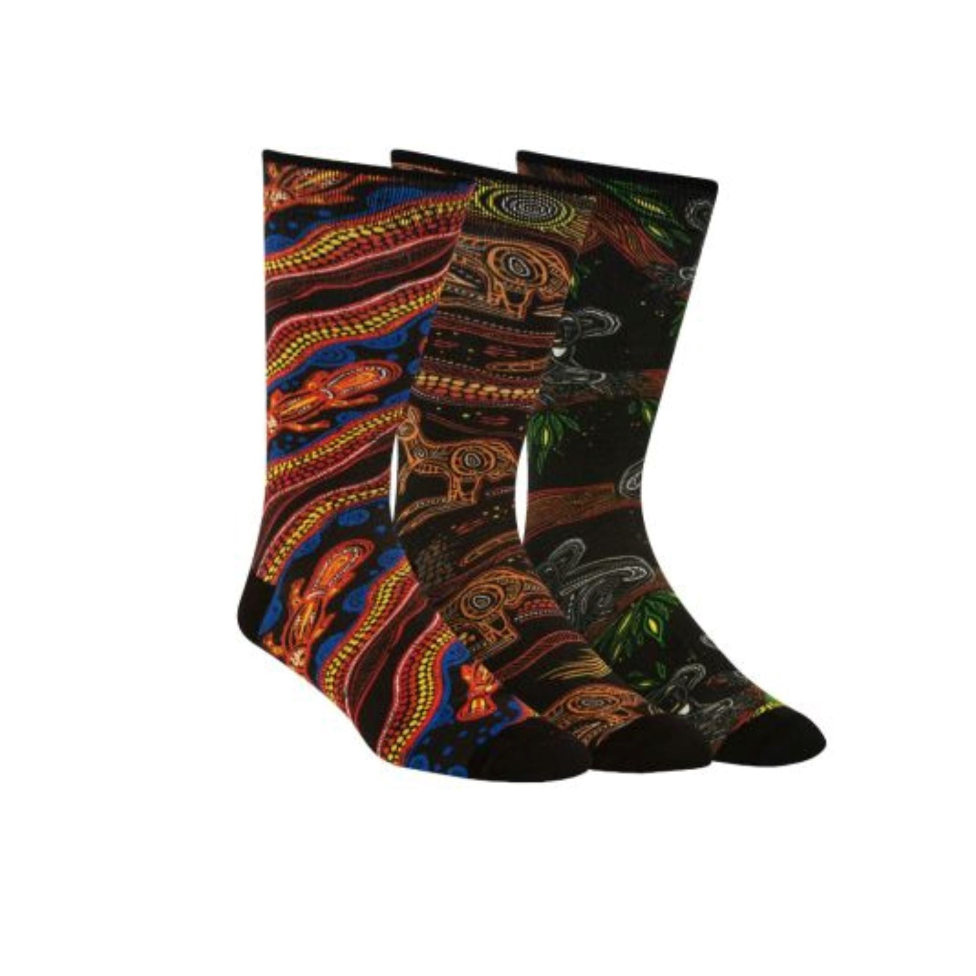 Indigenous Australian 3 pair Socks Gift Box Socks Clinks 