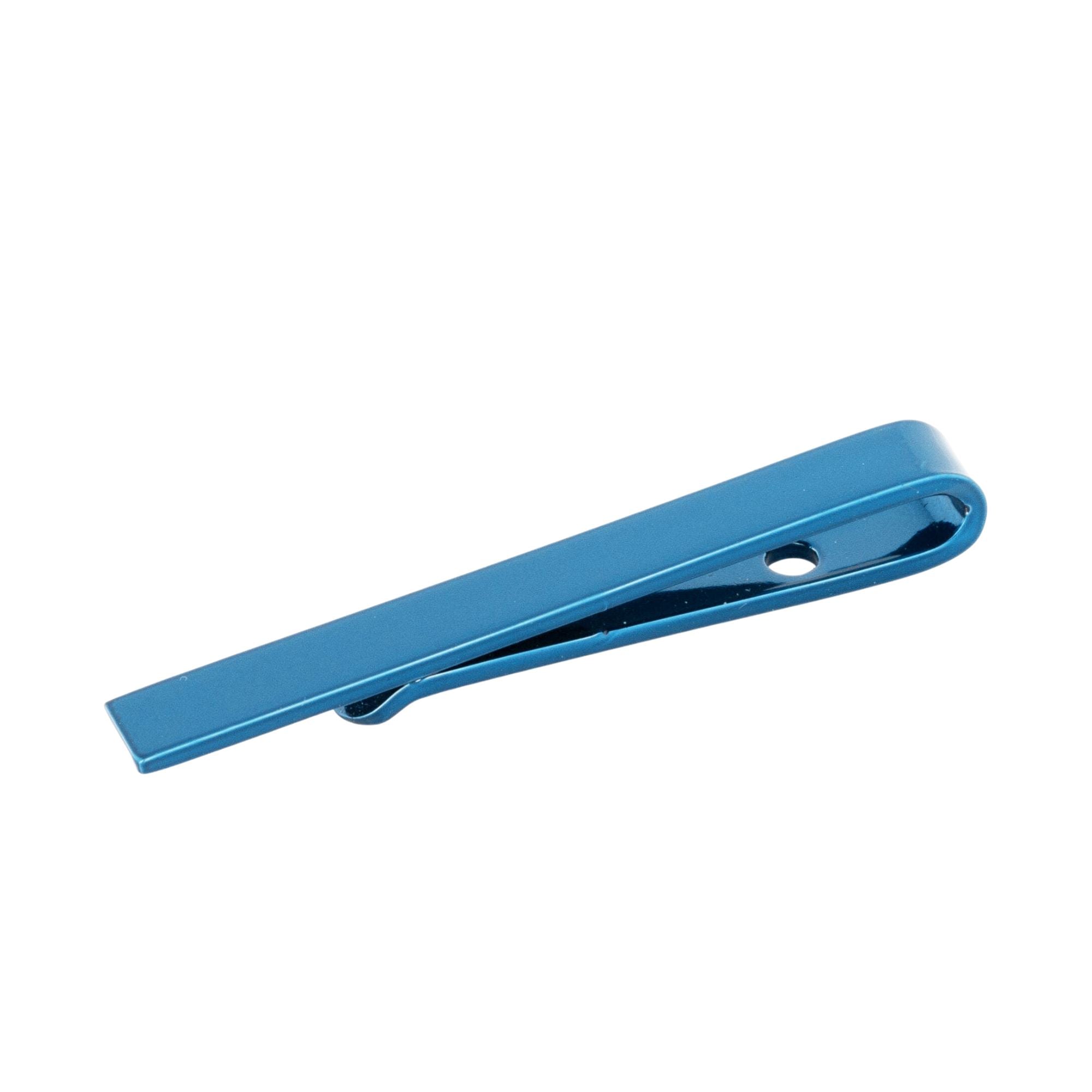 Blue Metallic Small Tie Bar Tie Clips Clinks