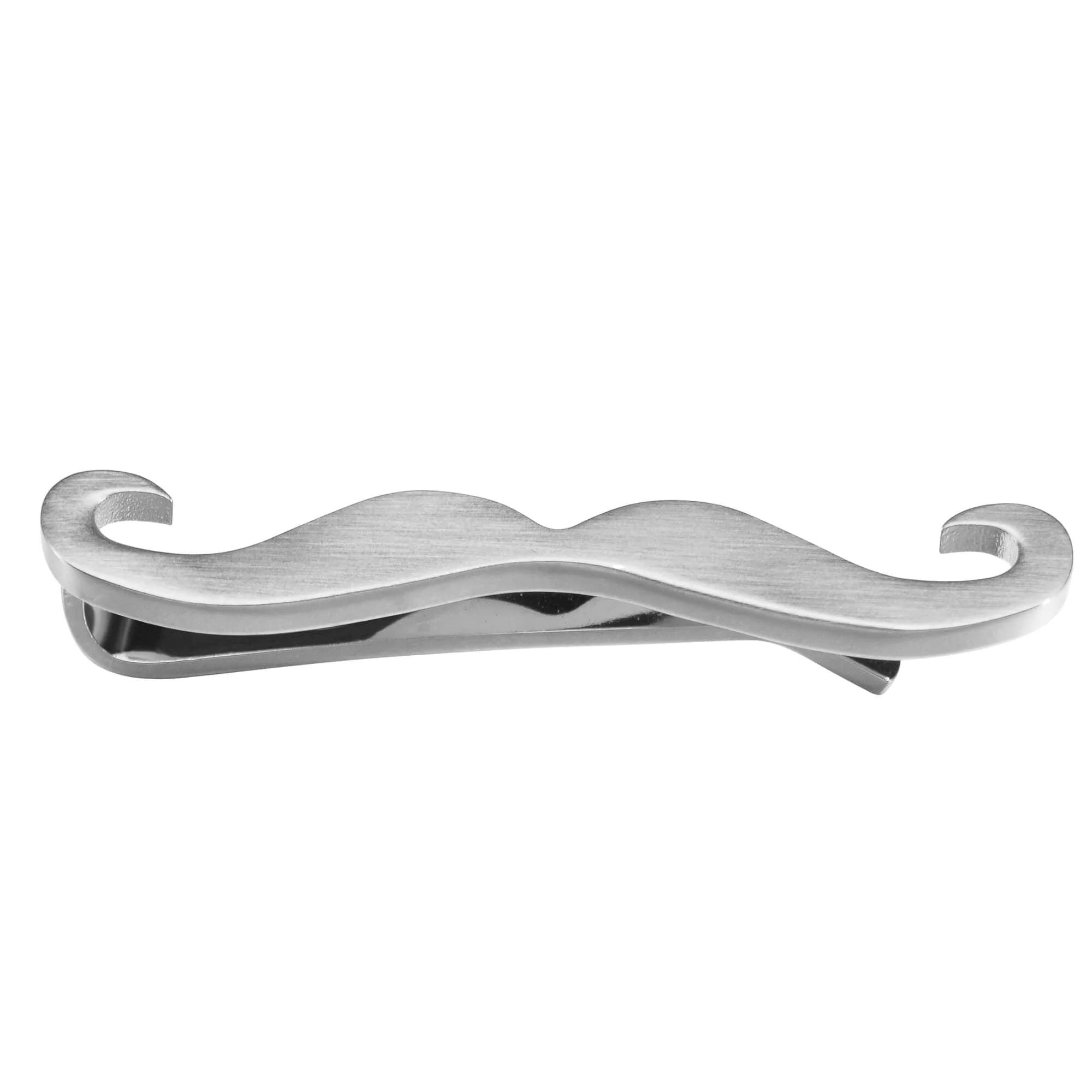 Moustache Tie Bar in Brushed Silver Tie Bars Clinks Australia 