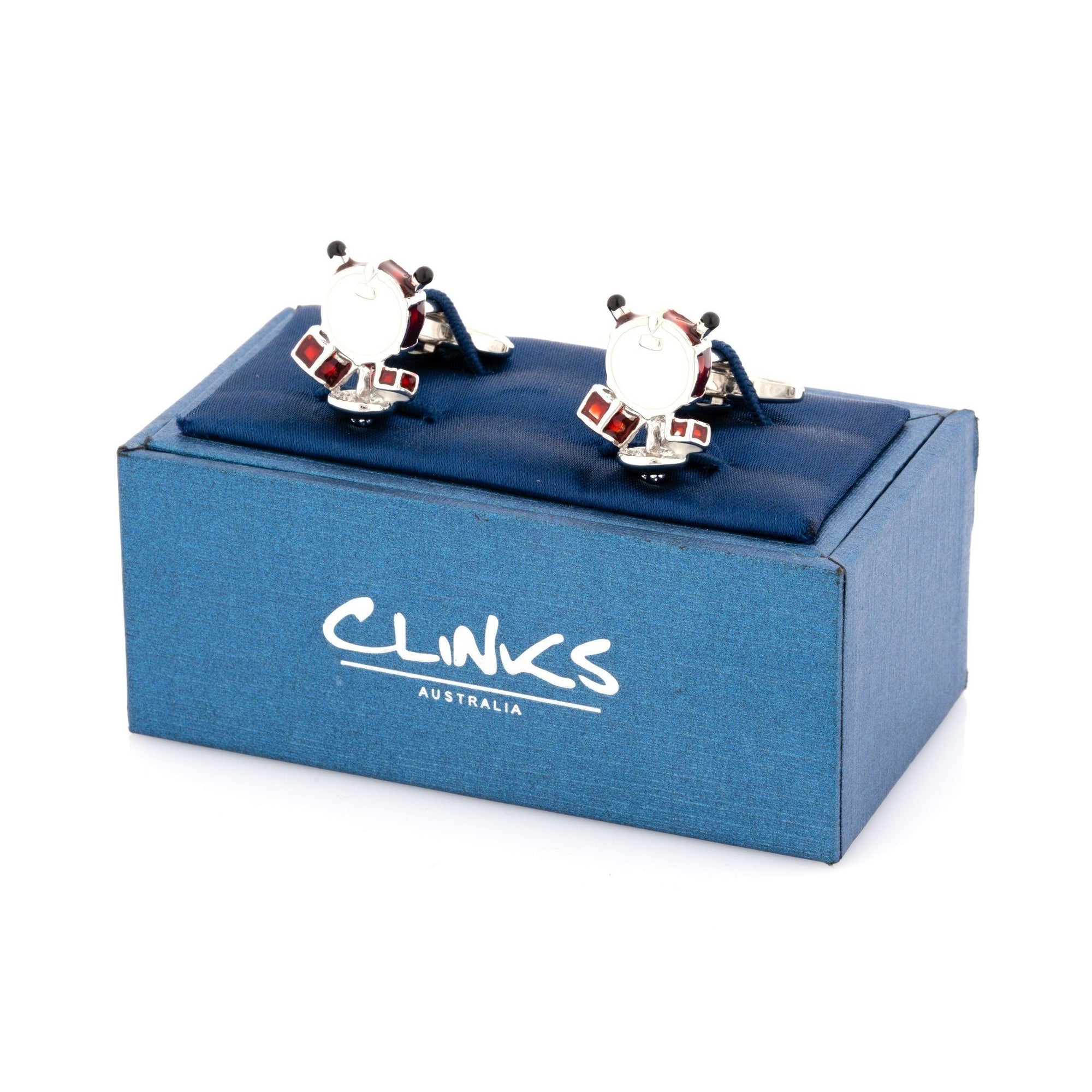 Drum Kit Cufflinks Red & White Novelty Cufflinks Clinks Australia
