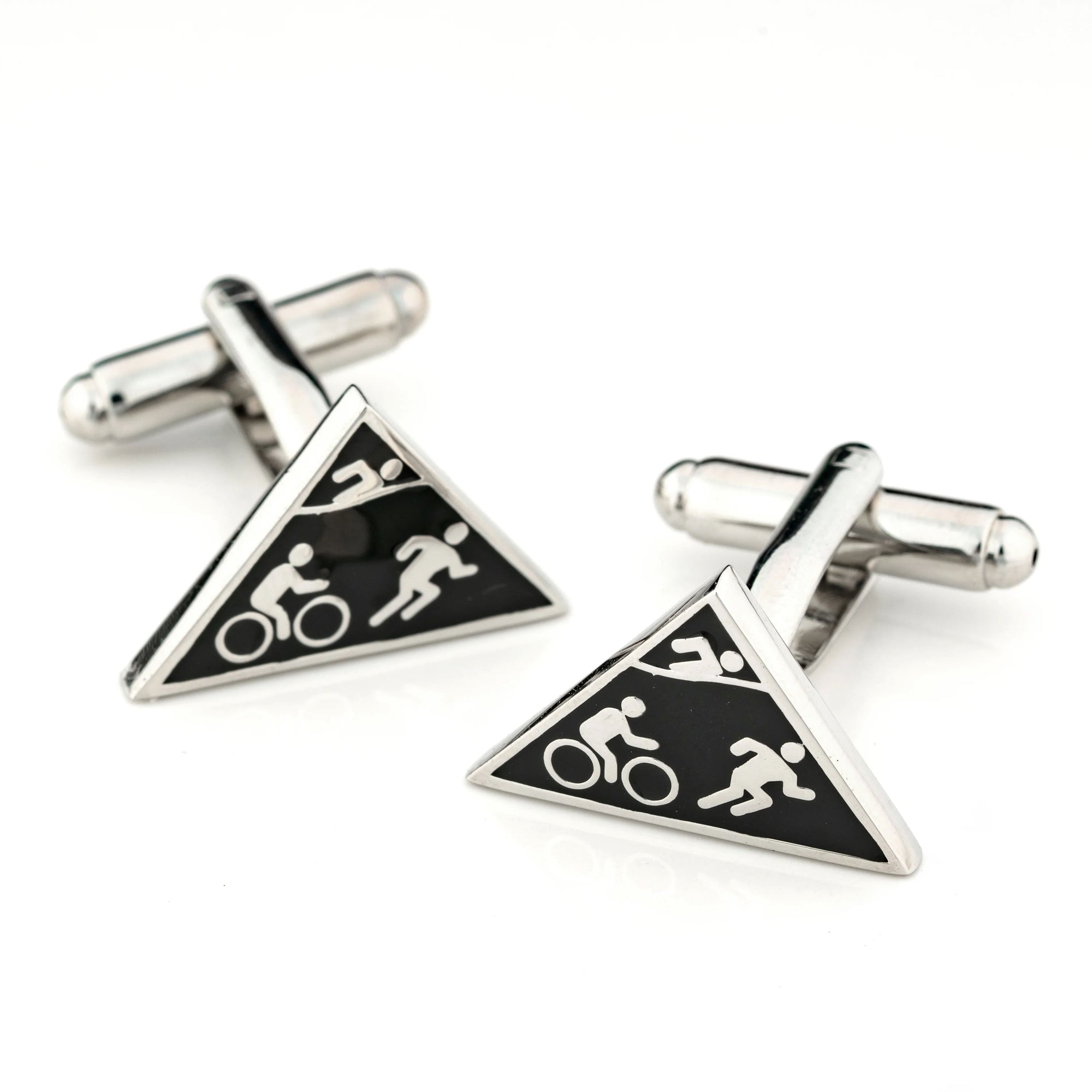 Triathlon Cufflinks Black Silver Novelty Cufflinks Clinks Australia