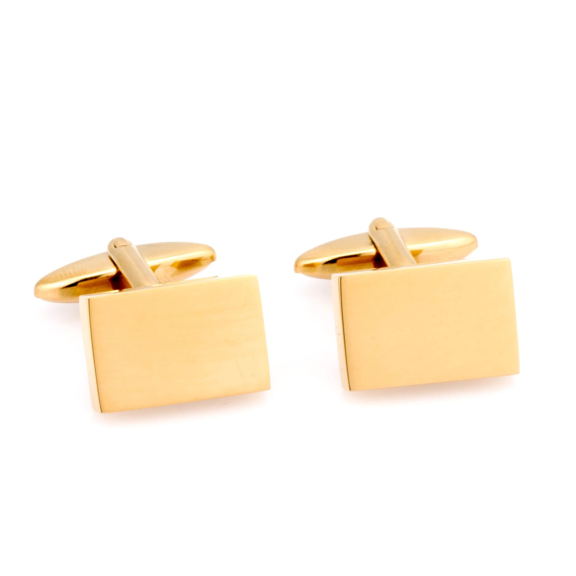 Shiny Gold Rectangle Engravable Cufflinks Classic & Modern Cufflinks Clinks Australia