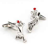 Cricket Bowler and Batter Silver Cufflinks Novelty Cufflinks Clinks Australia Cricket Bowler and Batter Silver Cufflinks
