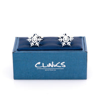 White Snow Flake Cufflinks Novelty Cufflinks Clinks Australia