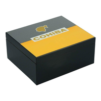25 Cigar Black & Yellow Humidor Box for Cigars and Ashtray Bundle Set