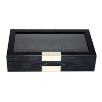Seconds - 12 Slots Black Wooden Watch Box (B)