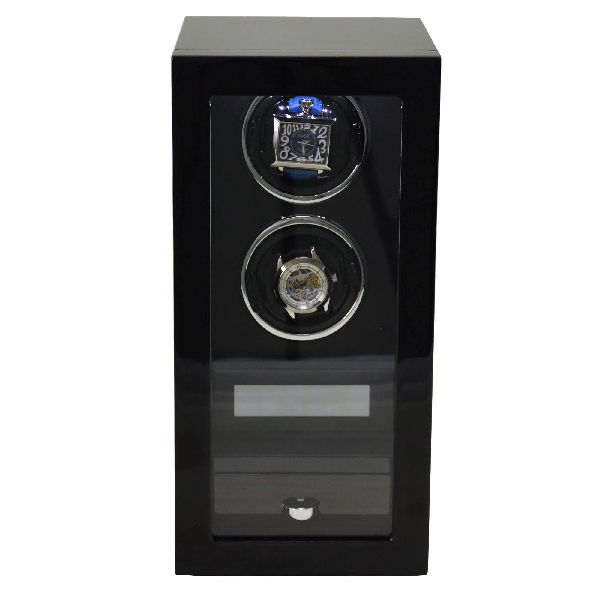 Yarra Duo Watch Winder for 2 + Drawer with Fingerprint Lock Watch Winder Boxes Clinks 