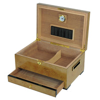 100 CT World Map Burl Cigar Humidor Spanish Cedar Box for Cigars