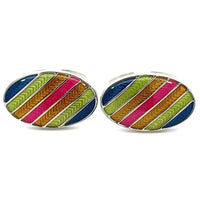 Multicolour Striped Oval Cufflinks