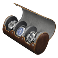 Seconds - Watch Roll Case for 3 in Brown Vegan Leather
