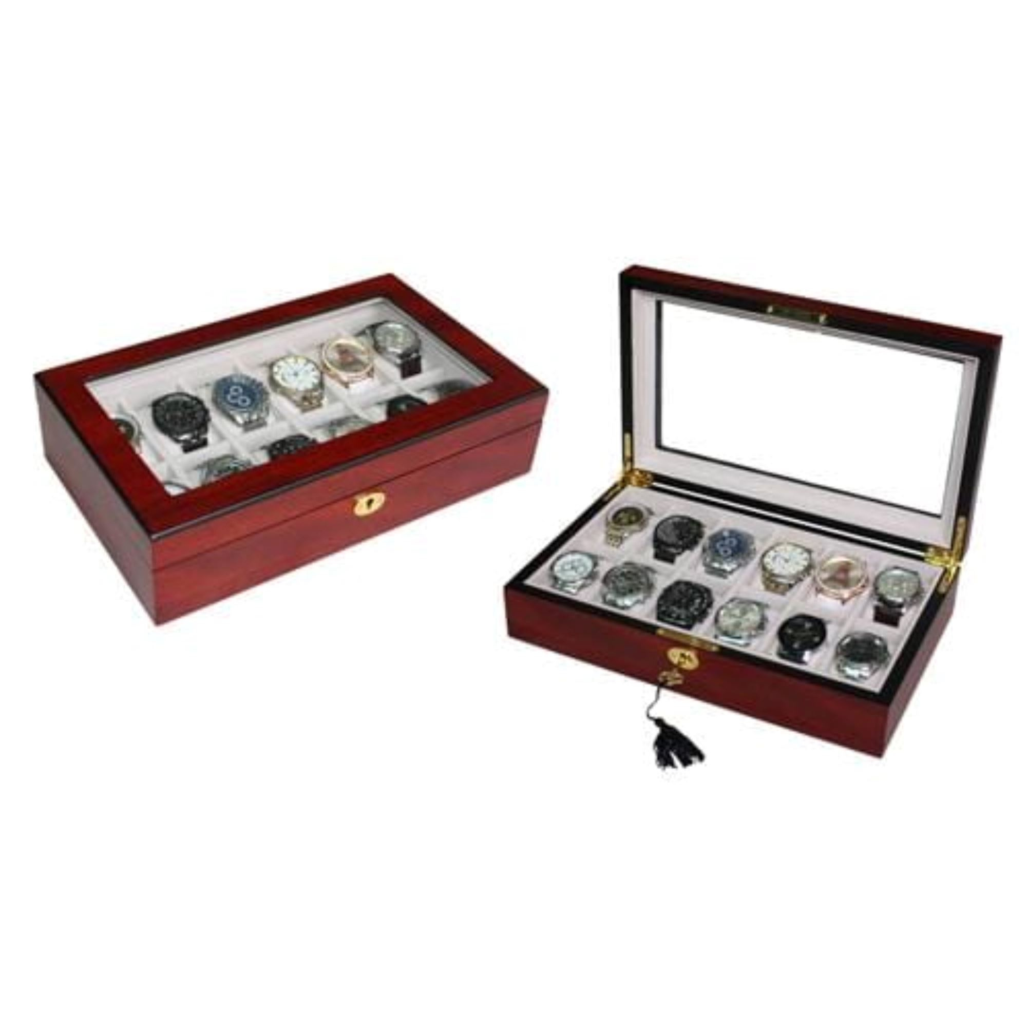 Seconds - Cherry Wooden Watch Box for 12 Watches (A)