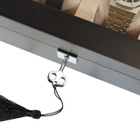 4 Slot Black Wooden Watch Box with Cream Interior