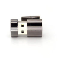 Working USB Cufflinks 32Gb Oval Flash Drive in Gunmetal