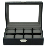 Seconds - Black Leather Watch Box for 8 Watches